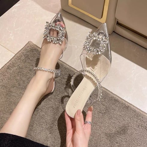Women PVC Crystal Transparent Heel
